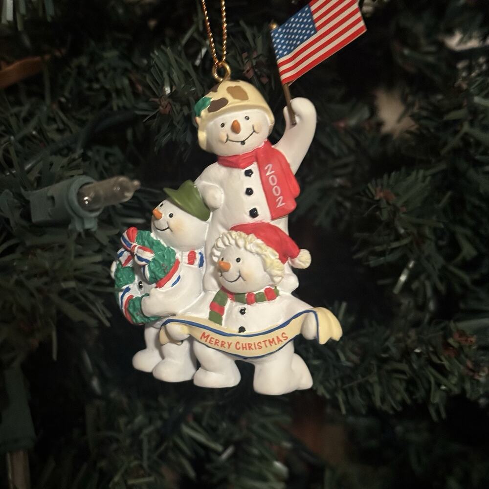 Vintage American Greetings Christmas Patrol 2002 Ornament Snowman Army Patriotic